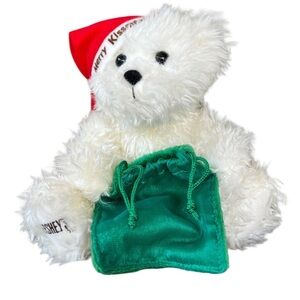 Hershey’s Teddy Bear Santa Hat Holiday white green bag Christmas gift 2002 Plush